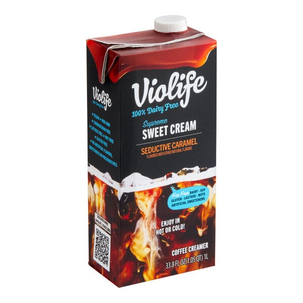 Violife Supreme Plant-Based Vegan Sweet Cream Seductive Caramel Coffee Creamer 33.8 fl. oz. - 8/Case