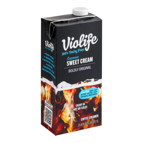 Violife Supreme Plant-Based Vegan Sweet Cream Boldly Original Coffee Creamer 33.8 fl. oz. - 8/Case