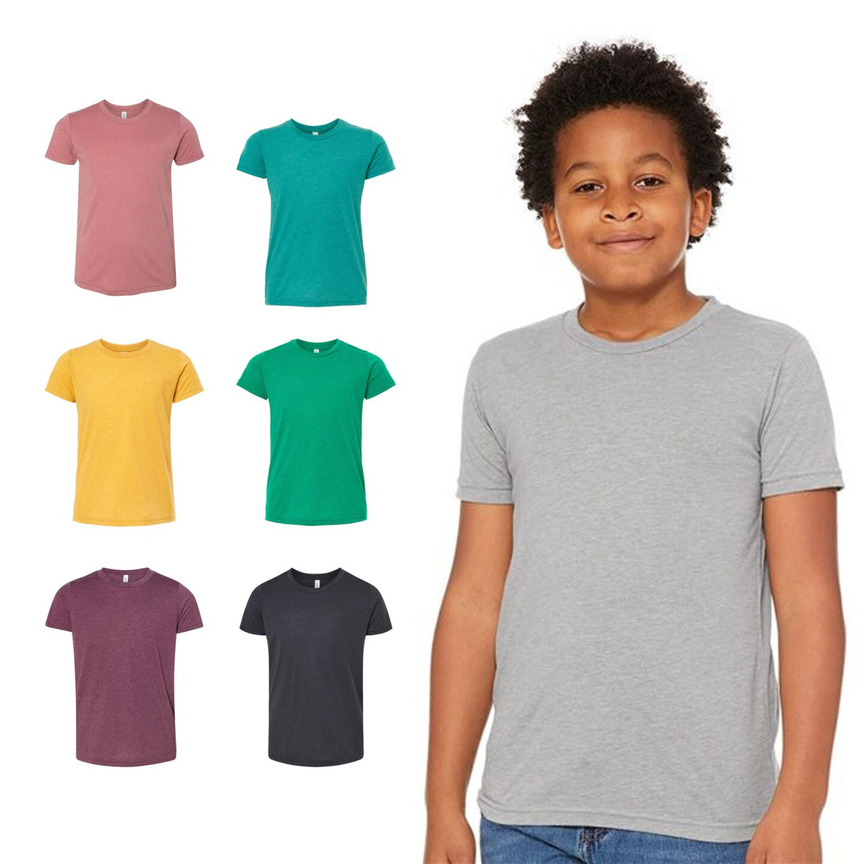 BELLA + CANVAS® Triblend Crew Neck Short Sleeve Tee Shirt For Youth - 3413Y