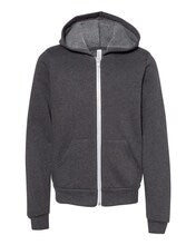 BELLA + CANVAS 3739Y Youth Sponge Fleece Full-Zip Hoodie - 3739Y in Dark Grey Heather