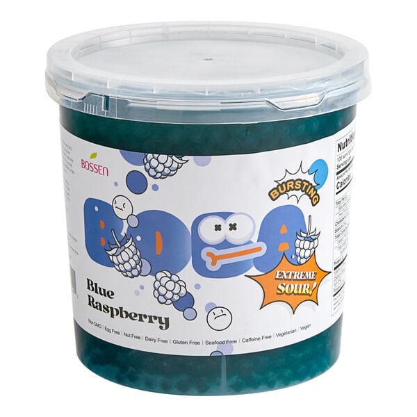Bossen Sour Blue Raspberry Bursting Boba 7.04 lb. - 4/Case