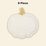 8 Ct Lil Pumpkin White Gold Paper Plates Fall Harvest Birthday Party Supplies 10"