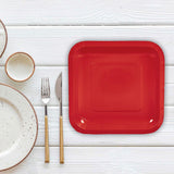 24 Count Red Square Paper Dessert Plates for Party Wedding Baby Shower Birthday Use 7"