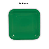 24 Count Green Square Paper Dessert Plates Disposable Supplies for Holiday Parties 7"