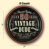 8 Ct. 50th Birthday Party Vintage Dude Paper Dessert Plates 7" Disposable Plates