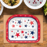 8 Count Patriotic Party Star Paper Dinner Plates with Compartments Red White Blue 8x9.5"