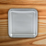 24 Count Metallic Silver Square Paper Dinner Plates 9" Disposable Elegant Party Plates