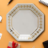 8 Count White & Gold Party Paper Dinner Plates 9" Elegant Disposable Dinner Plates