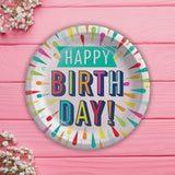 8 Count Happy Birthday Paper Plates Colorful Party Dinnerware Supplies Celebration Theme 9"