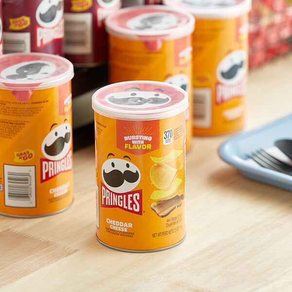Pringles Cheddar Cheese Potato Crisps Grab-and-Go Can 2.5 oz. - 12/Case