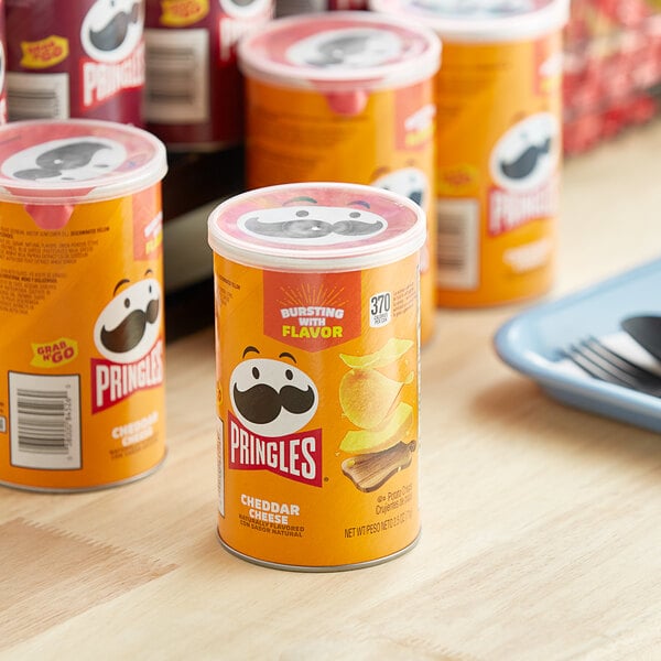 Pringles Cheddar Cheese Potato Crisps Grab-and-Go Can 2.5 oz. - 12/Case