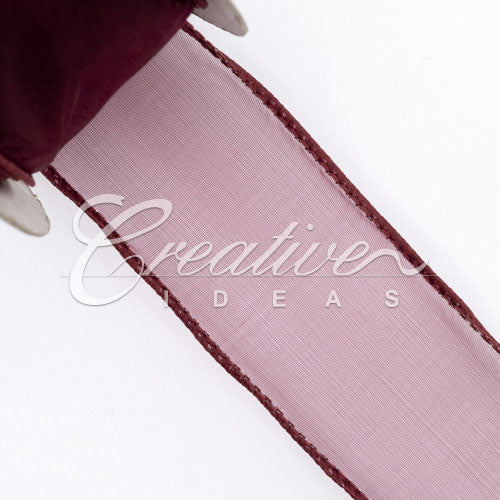 1 1/2" Wired Organza Ribbon - 10 Yards (Wine)