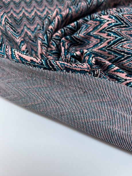 Polyester Elastane Knit Geometric Blue-Pink