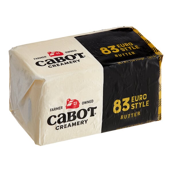Cabot Grade AA 83% Unsalted European Butter Solid 1 lb. - 36/Case