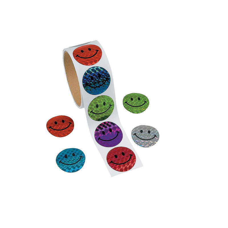 Prismatic Smile Face Multicolor Paper Sticker Roll 100 Pieces