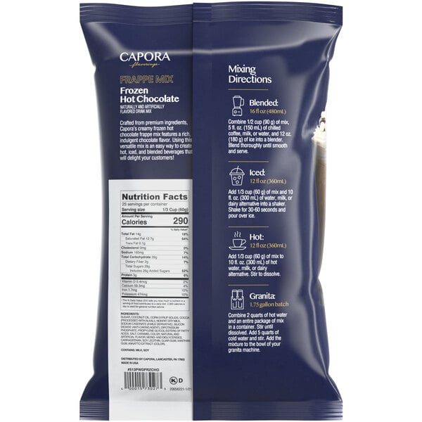 Capora Frozen Hot Chocolate / Frappe Mix 3.5 lb. - 5/Case