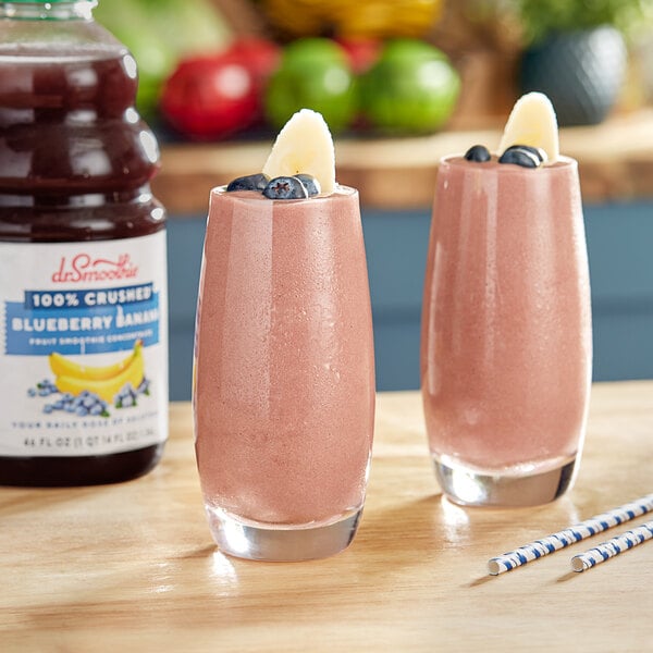Dr. Smoothie 100% Crushed Blueberry Banana Fruit Smoothie Mix 46 fl. oz. - 6/Case