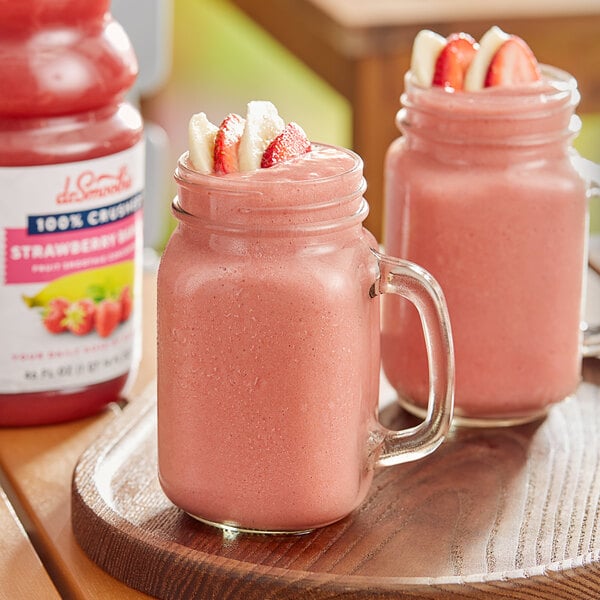 Dr. Smoothie 100% Crushed Strawberry Banana Fruit Smoothie Mix 46 fl. oz. - 6/Case