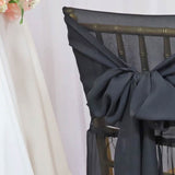 1 Piece Elegant Black Chiffon Chiavari Chair Cover with Attached Sash Perfect for Weddings and Special Events