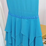 1 Piece Radiant Turquoise Chiffon Chiavari Chair Cover with Sash Sheer Elegant Drape for Events