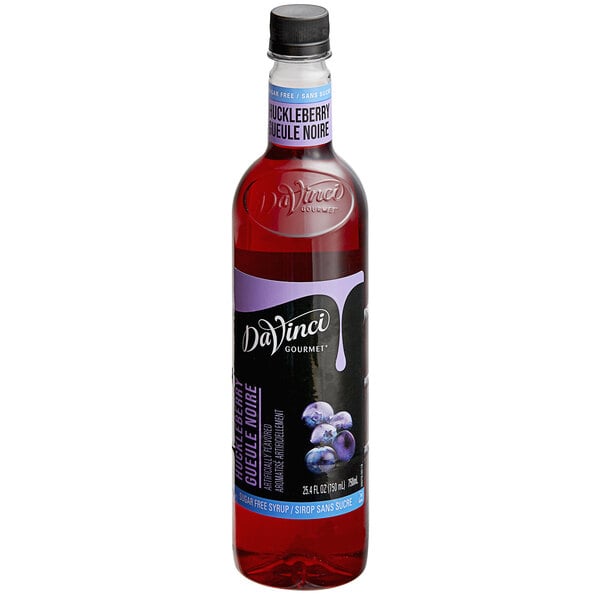 DaVinci Gourmet Sugar-Free Huckleberry Flavoring / Fruit Syrup 750 mL - 4/Case