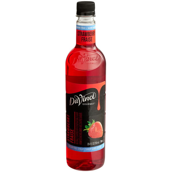 DaVinci Gourmet Sugar-Free Strawberry Flavoring / Fruit Syrup 750 mL - 4/Case