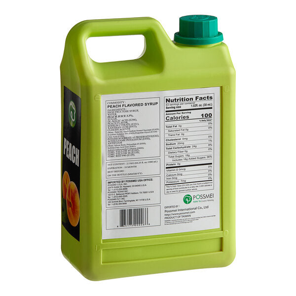 Possmei Peach Concentrated Syrup 64 fl. oz. - 6/Case