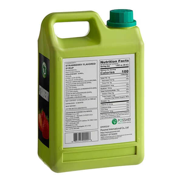 Possmei Strawberry Concentrated Syrup 64 fl. oz. - 6/Case