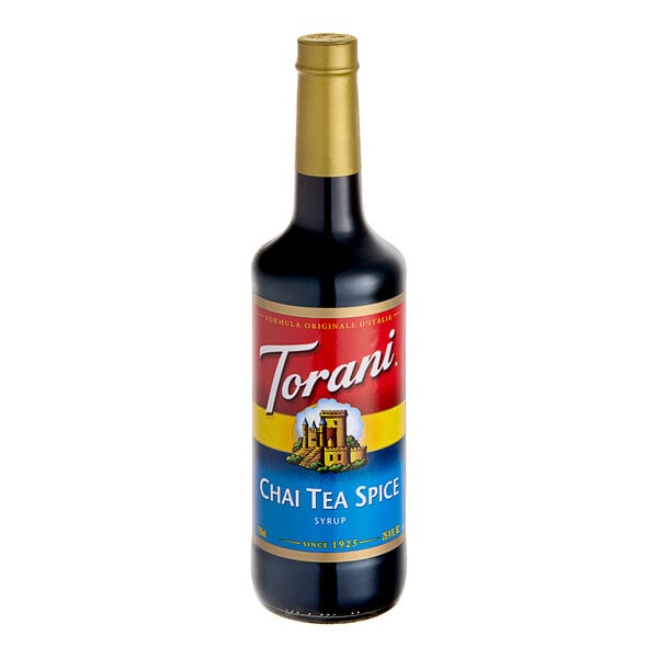 Torani Chai Tea Spice Flavoring Syrup 750 mL Glass Bottle - 12/Case