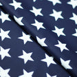 Stars Royale Polyester Spandex Fabric - Royal Blue And Navy, White Stars Print, 58/60" Width (1 Yard)