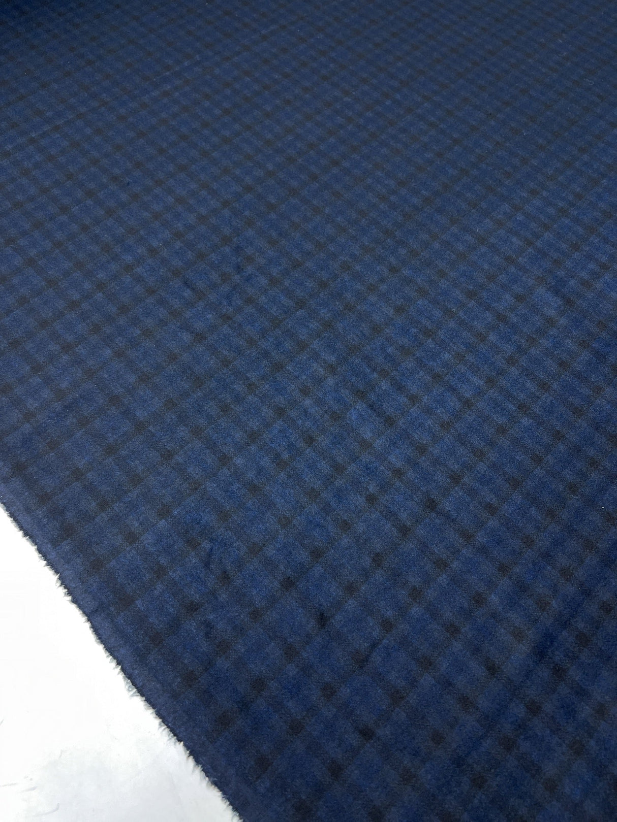 Knitted Fabric Blue Black Checked Italian Stretch