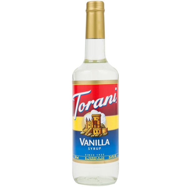 Torani Vanilla Flavoring Syrup 750 mL Glass Bottle - 12/Case