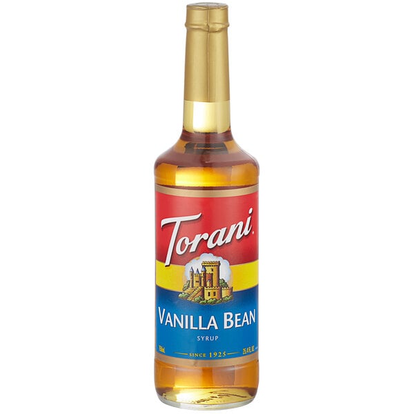 Torani Vanilla Bean Flavoring Syrup 750 mL Glass Bottle - 12/Case