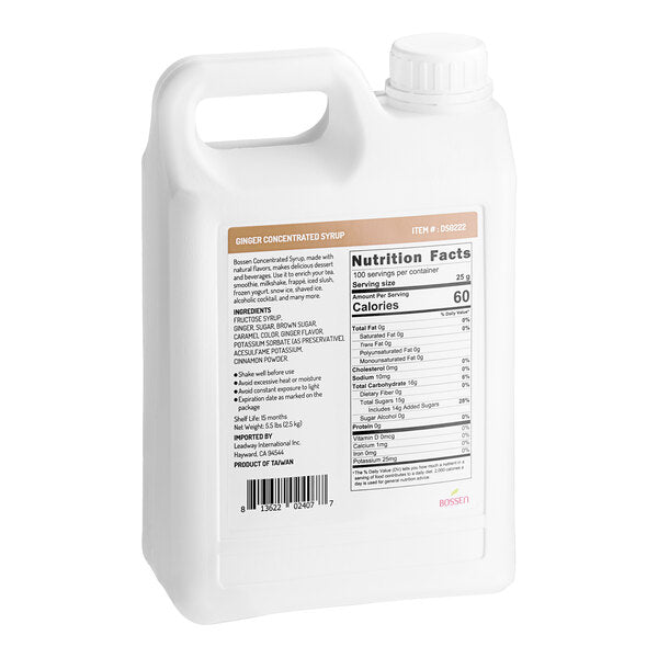 Bossen Ginger Concentrated Syrup 64 fl. oz. - 6/Case