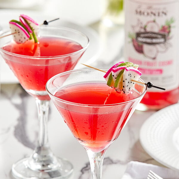 Monin 750 mL HomeCrafted Dragon Fruit Cosmo Cocktail Mix - 6/Case