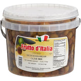 Frutto d'Italia 215/225 Count Pitted Mediterranean Olive Mix 6.6 lb. (4 lb. Dr. Wt.) Pail - 2/Case