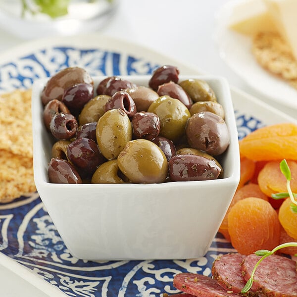 Frutto d'Italia 215/225 Count Pitted Mediterranean Olive Mix 6.6 lb. (4 lb. Dr. Wt.) Pail - 2/Case