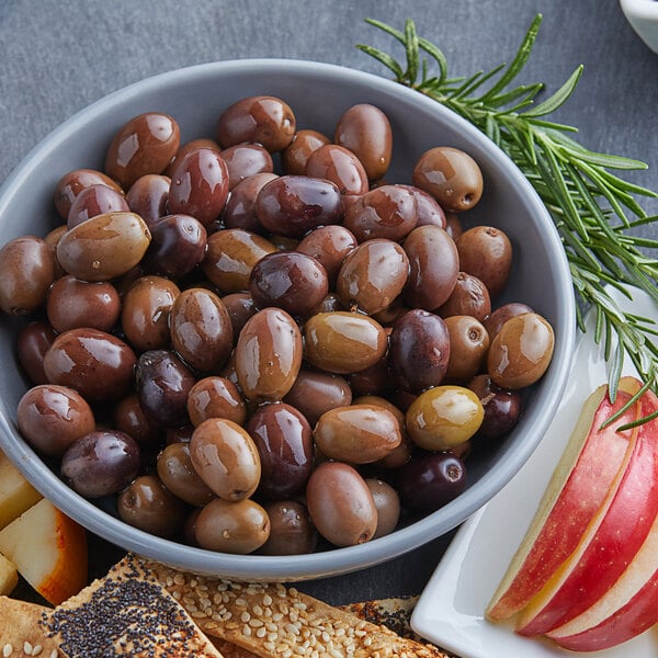 Frutto d'Italia 215/225 Count Mediterranean Olive Mix with Pits 5 lb. Pail - 4/Case