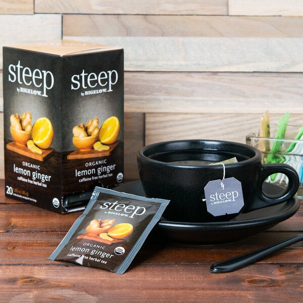 Steep By Bigelow Organic Lemon Ginger Herbal Tea Bags - 120/Case