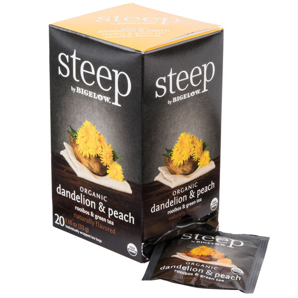 Steep By Bigelow Organic Dandelion and Peach Tea Bags - 120/Case