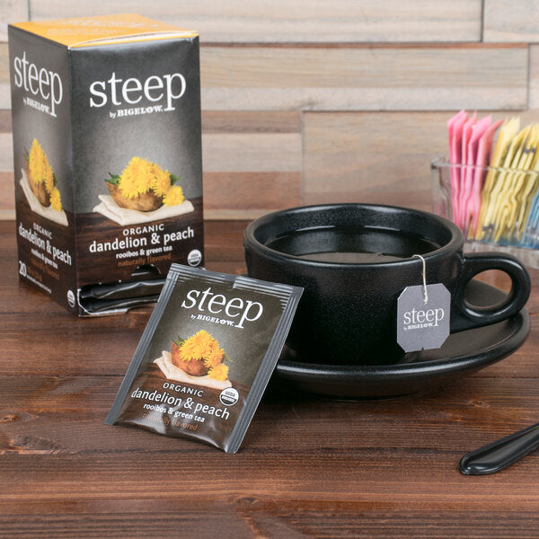 Steep By Bigelow Organic Dandelion and Peach Tea Bags - 120/Case