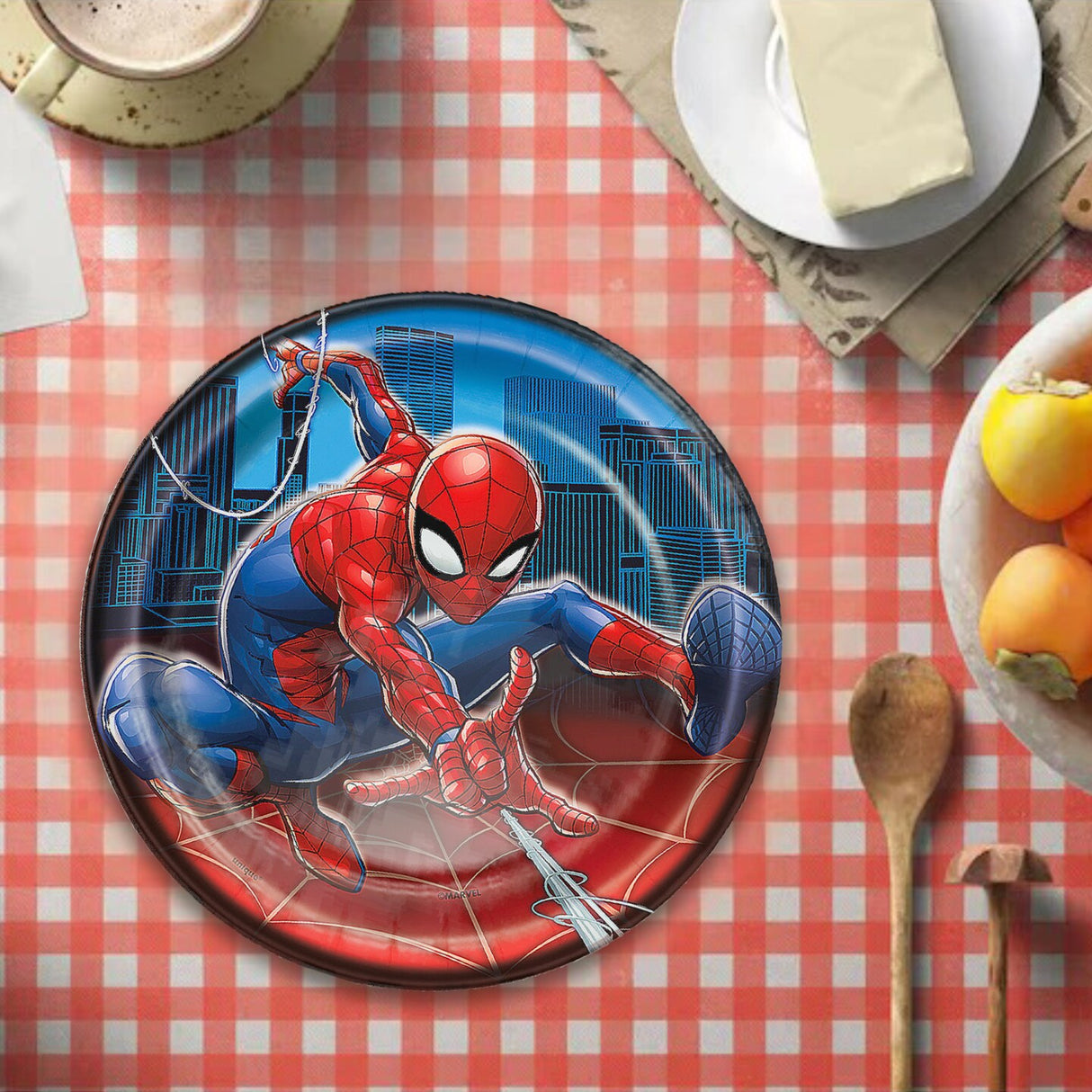 8 Count Marvel’s Spider-Man Paper Dessert Plates 7" Disposable Plates for Superhero Birthday Parties