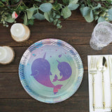 8 Count Iridescent Narwhal Party Paper Dessert Plates 7 Inch Disposable Kids Birthday Supplies