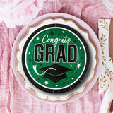 25 Count Green Congrats Grad Paper Plates 9 Inch Graduation Party Supplies for School Spirit
