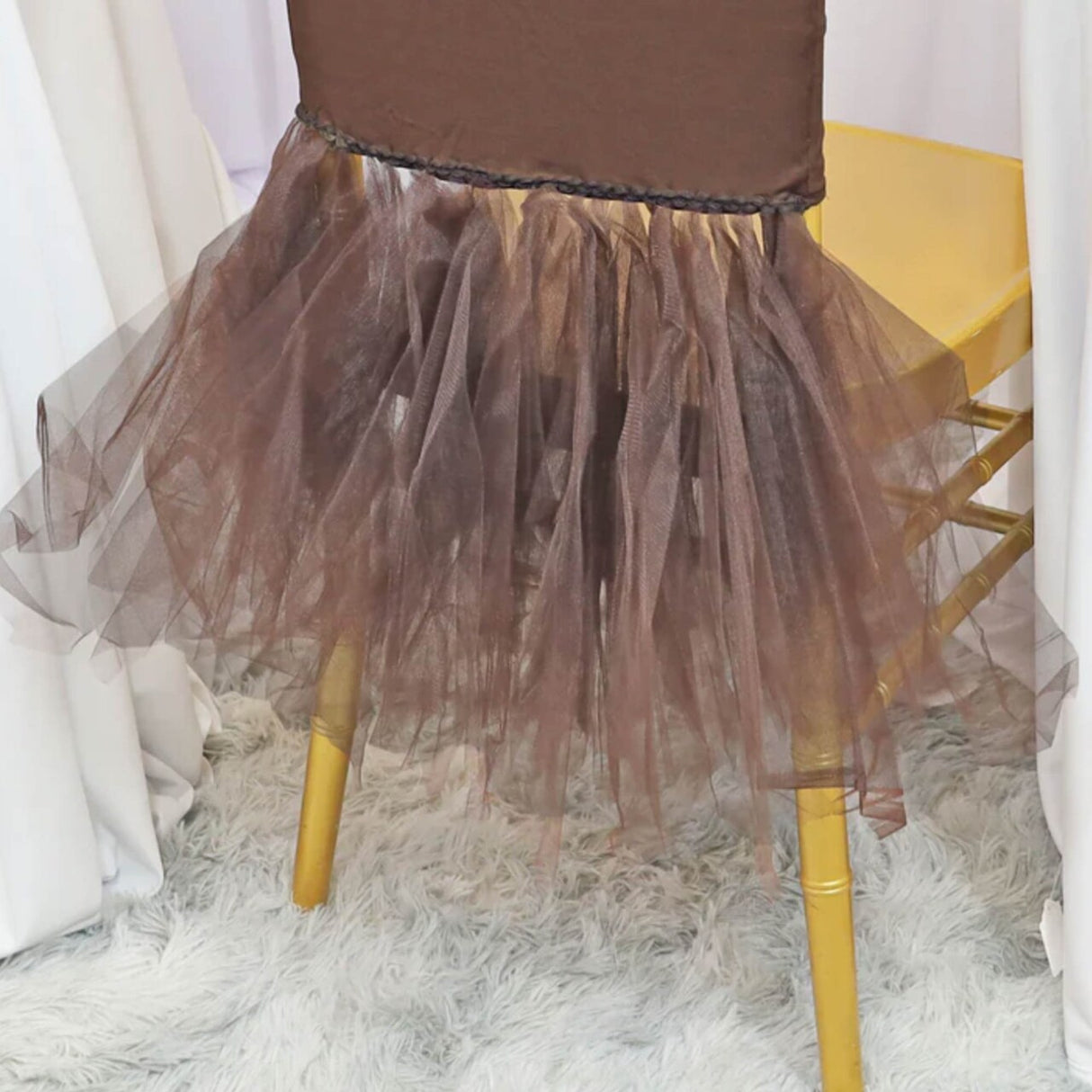 1 Piece Champagne Elegance Stretch Spandex Chiavari Chair Cover with Ballerina Flair