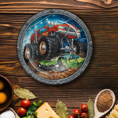 8 Count Monster Truck Party Paper Dinner Plates 8.75" Disposable Birthday Plates