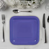 24 Count Purple Square Paper Dessert Plates Party 7"