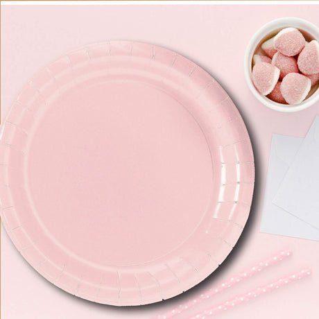24 Ct. Light Pink Paper Dinner Plates 9" Round Pastel Disposable Plates
