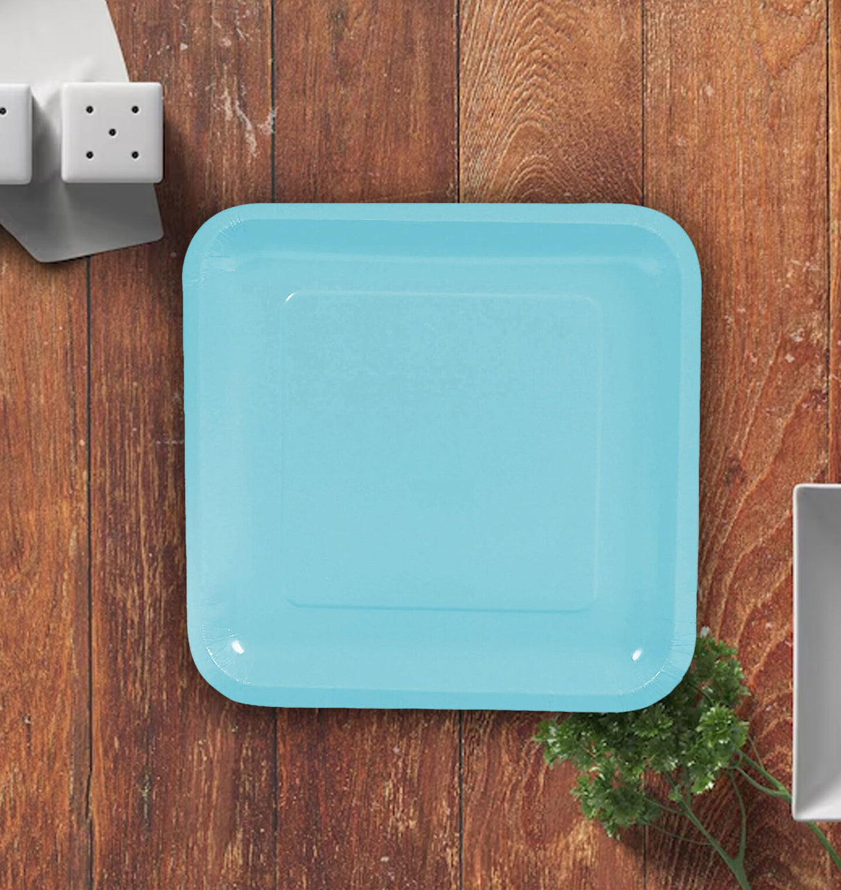 24 Count Light Blue Square Paper Dinner Plates 9" Disposable Party Tableware