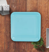 24 Count Light Blue Square Paper Dinner Plates 9" Disposable Party Tableware